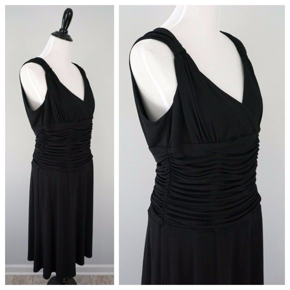 MAGGY BOUTIQUE Black Cinch Faux Wrap Maxi Dress - Picture 2 of 4